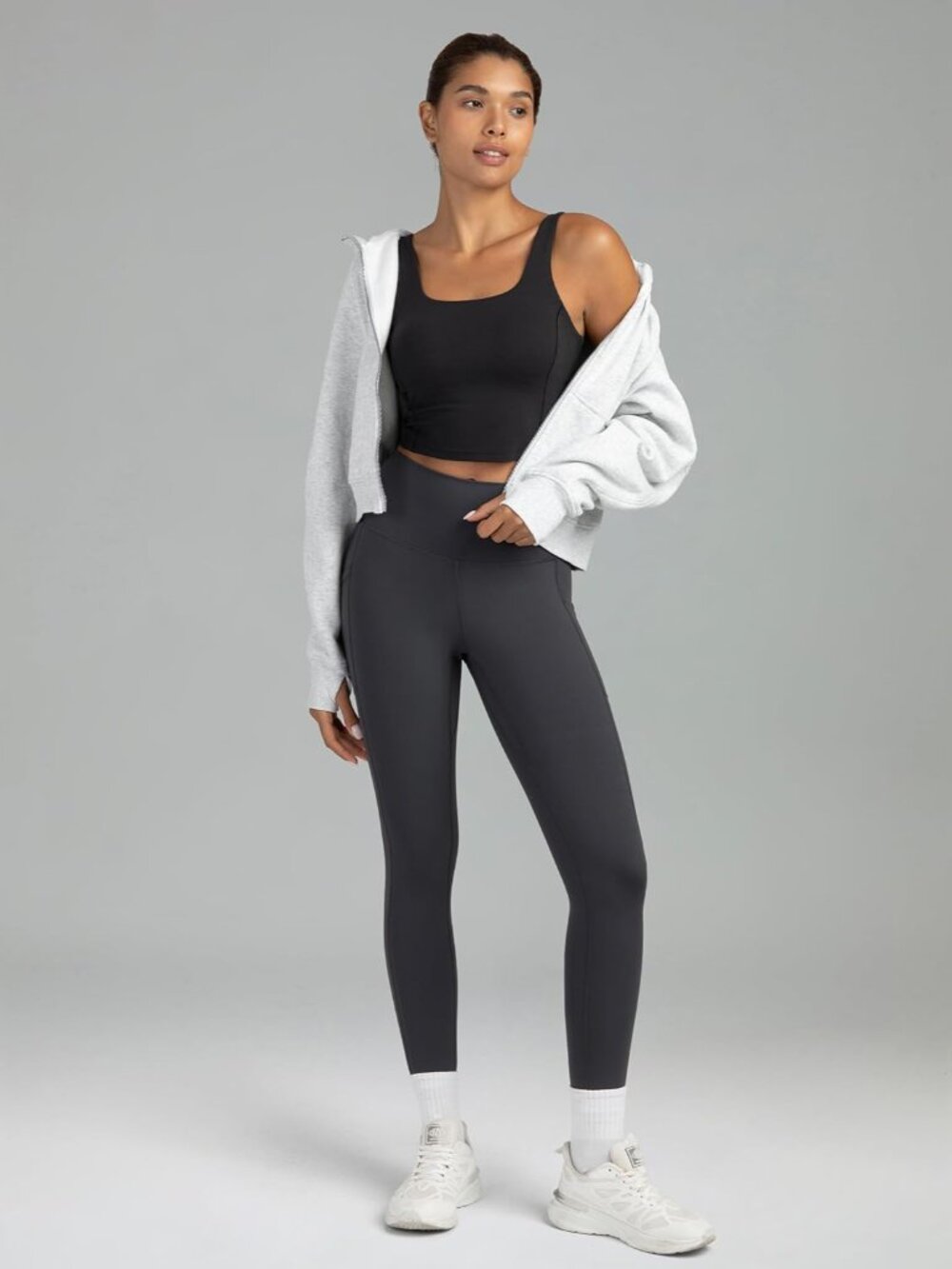 Women's High Waisted Yoga Pants 7/8 Length Leggings with Pockets - Picture 7 of 8